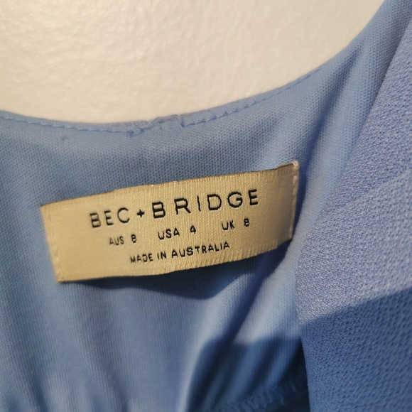 Bec & bridge blu minimalist S4 stretchy made in Australia Karina tuck midi dress - Picture 8 of 9